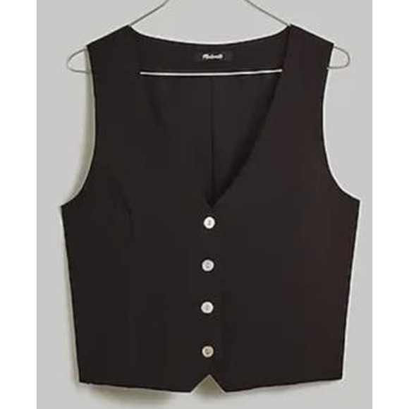 Madewell Katrina Crop Button Up Vest Softdrape Cute Top US Women's 12 New - Picture 2 of 7